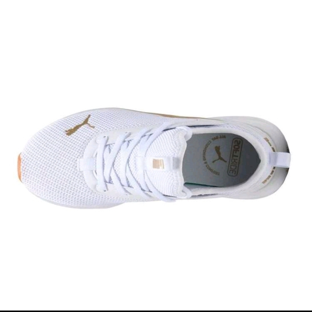 White and Gold Puma Sneakers